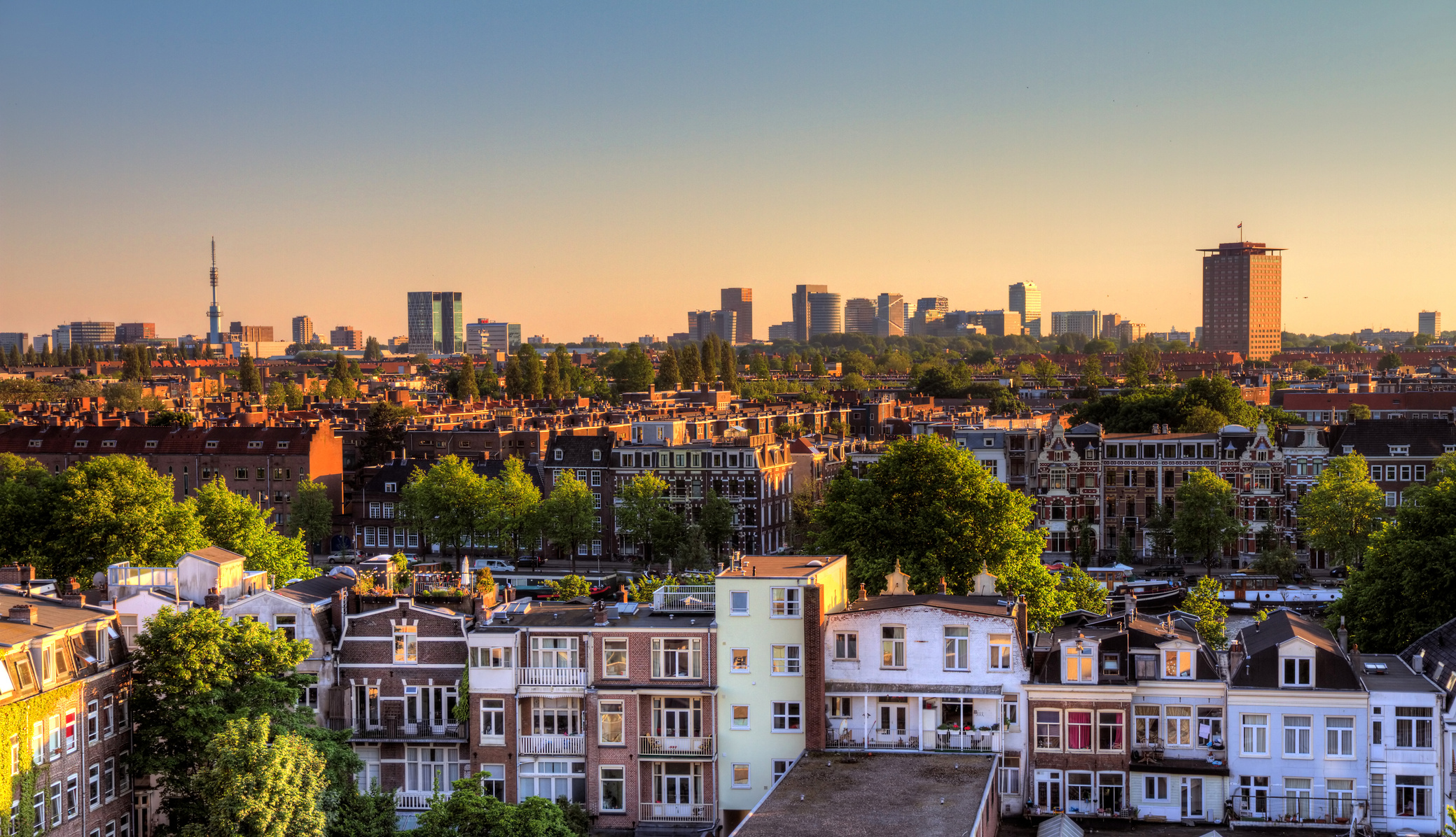 Overzicht skyline van de prachtige stad Amsterdam